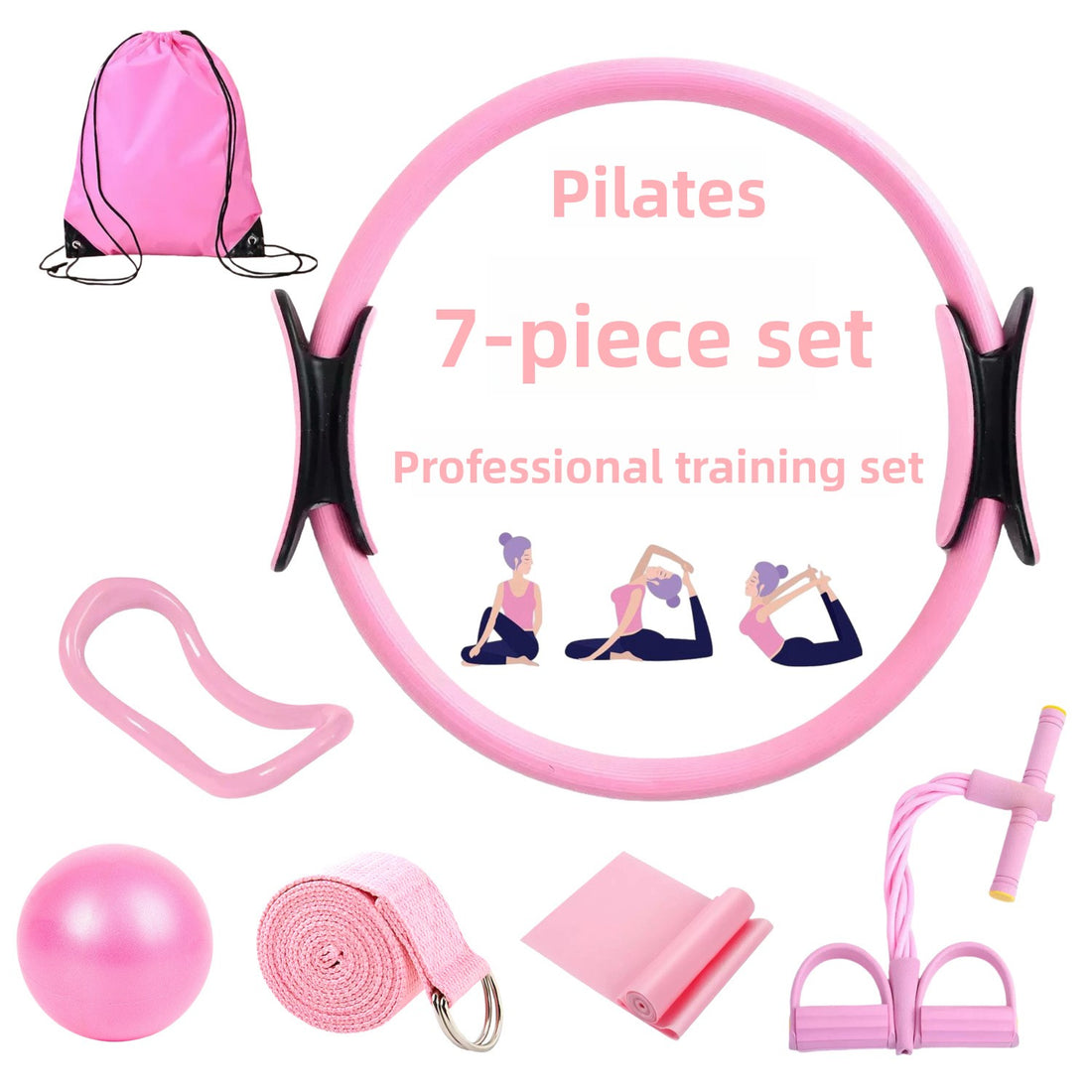Multi-Piece Yoga Ring and Pilates Resistance Band Set