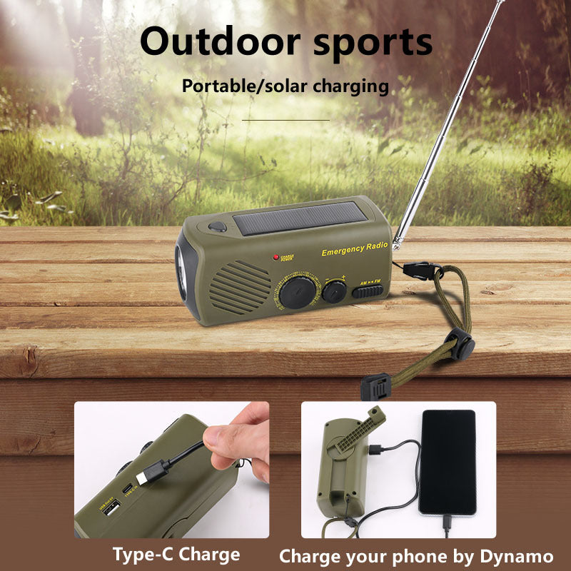 Multifunctional Solar Hand Crank Emergency Radio Flashlight