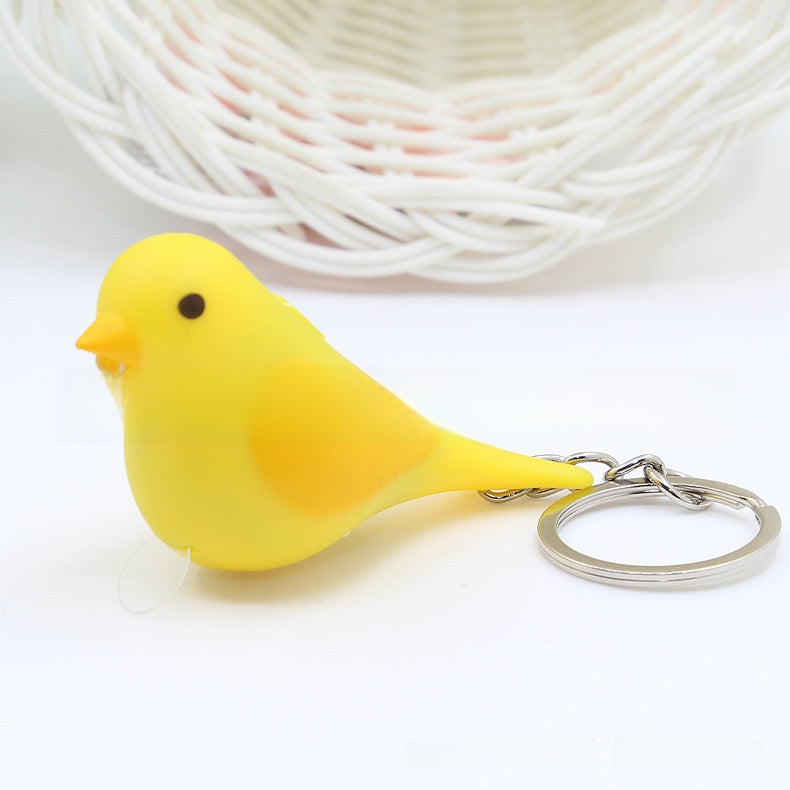 LED Light Up Bird Sound Keychain Creative Animal Pendant Gift