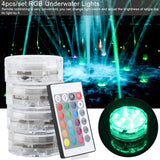 Four-pack submersible LED lights with remote control