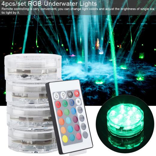 Four-pack submersible LED lights with remote control