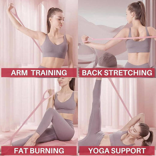 Figure 8 yoga band stretched between two hands