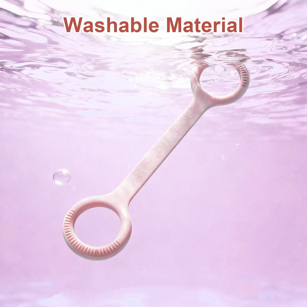 Pink silicone band laid flat showing figure 8 shape