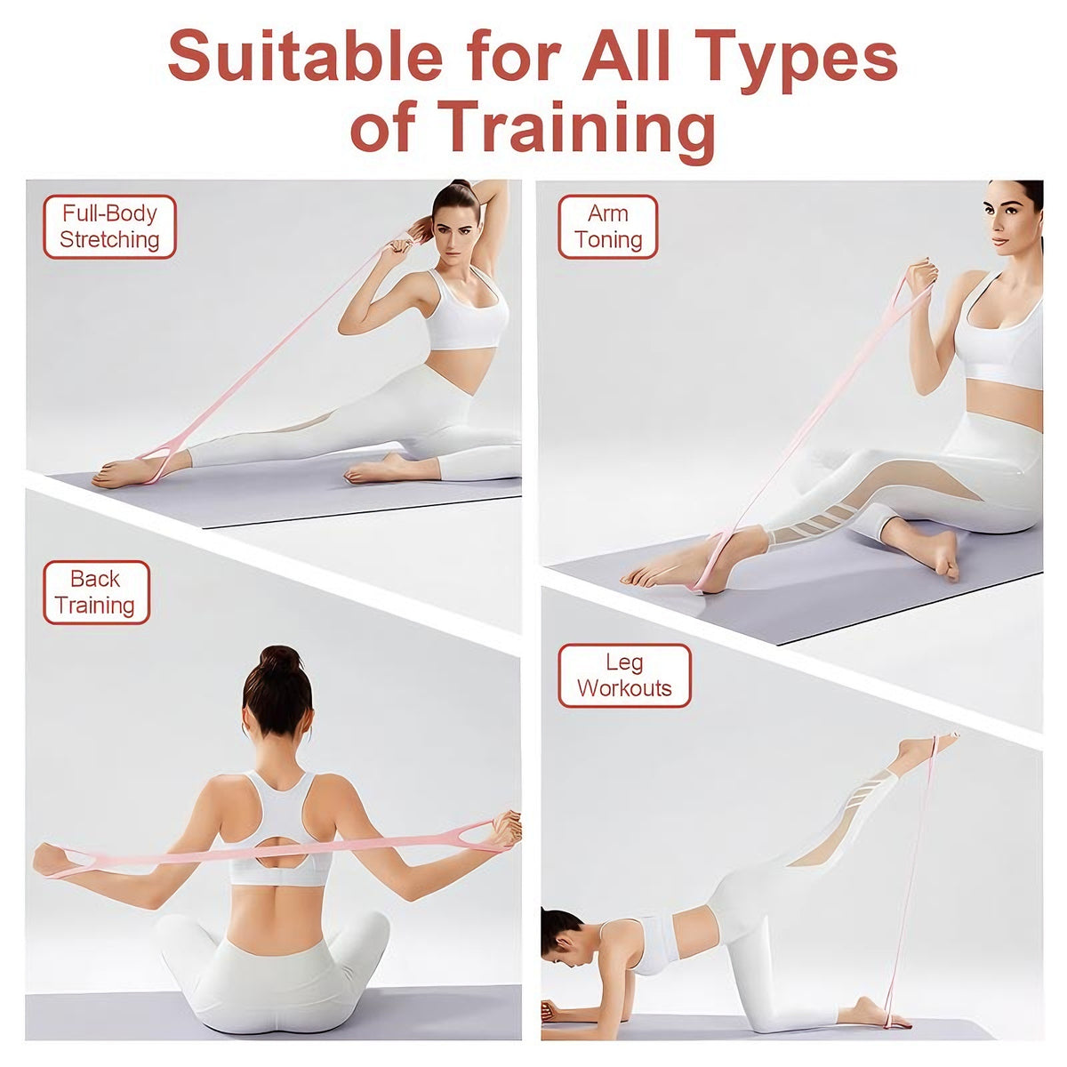 Figure 8 band held with both feet during stretch