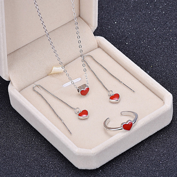 Red Heart Lock Necklace - Simple Love Design - Image 4