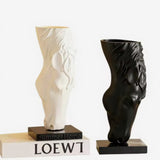 Nordic horse head sculpture on a living room console