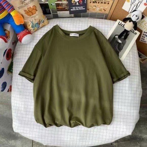 Men's Solid Drop Shoulder Half Sleeve Round Neck Loose Fit T-Shirt