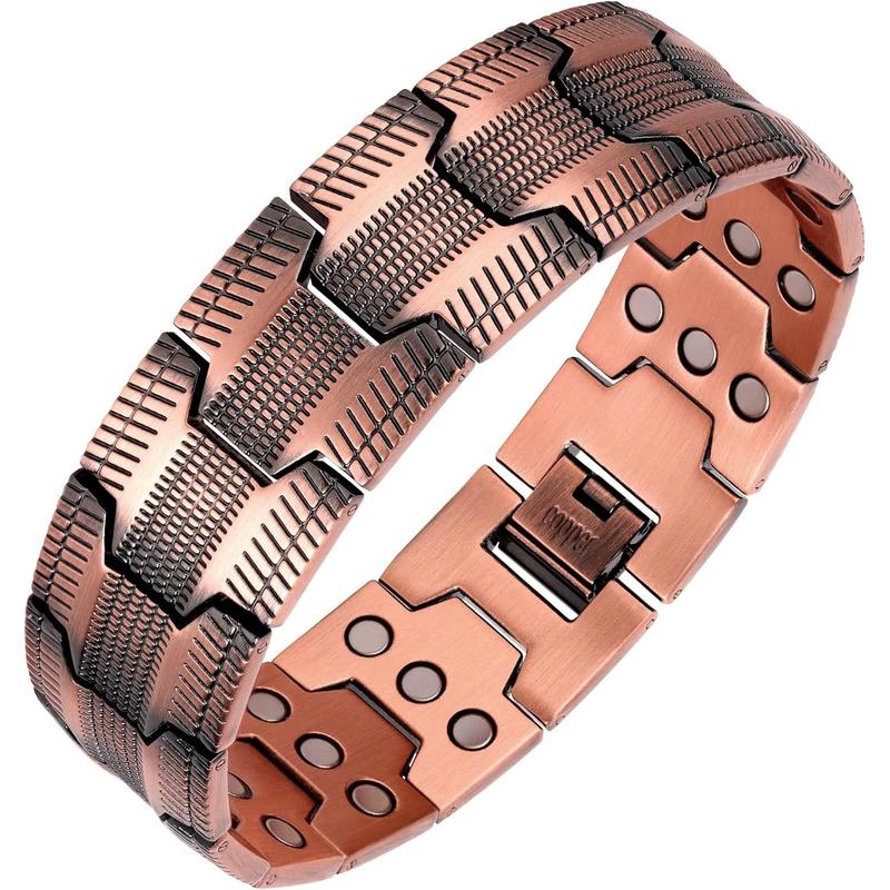 Copper three-row magnet bracelet electroplated brushed folding buckle