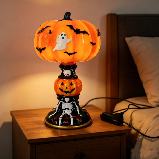 Halloween Glowing Pumpkin Ghost Bat Resin Table Lamp