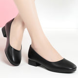 Square Toe Low Heel Slip On Flats