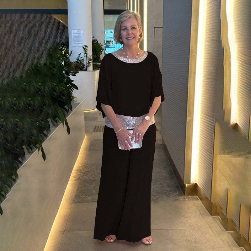 Bat Sleeve Top and Wide Leg Pants