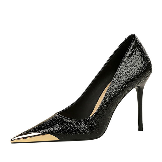 Retro Patent Leather Pointed Toe High Heel Shoes
