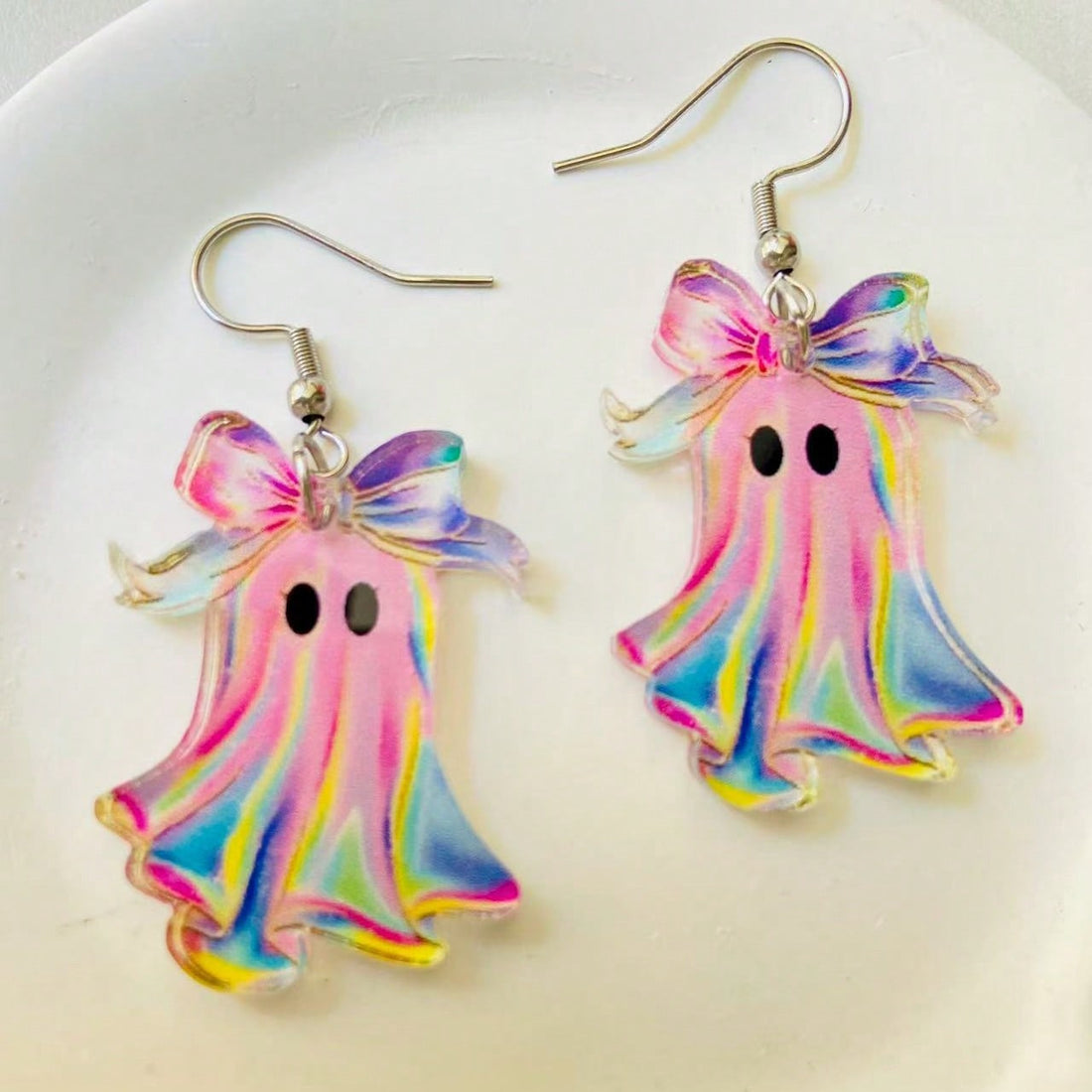 Halloween Acrylic Earrings Ghost Pumpkin Bat Design