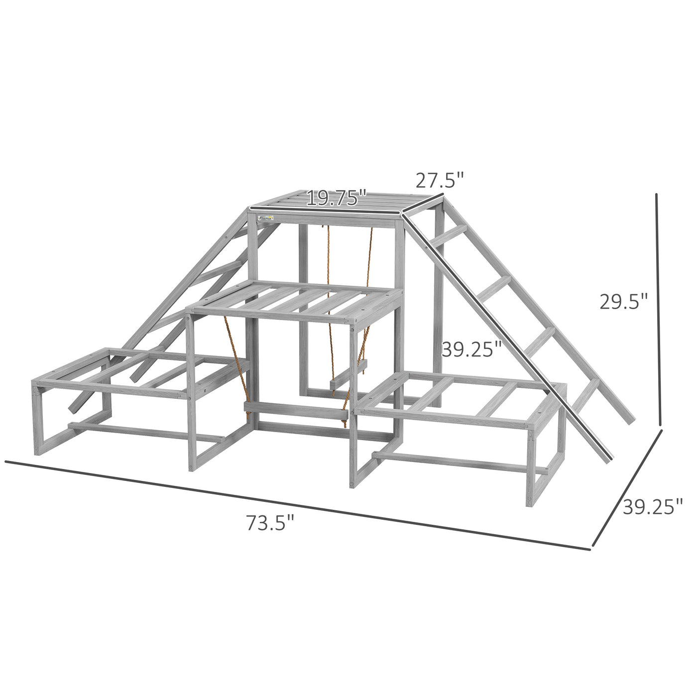 Chicken roost swing set, dimensions diagram