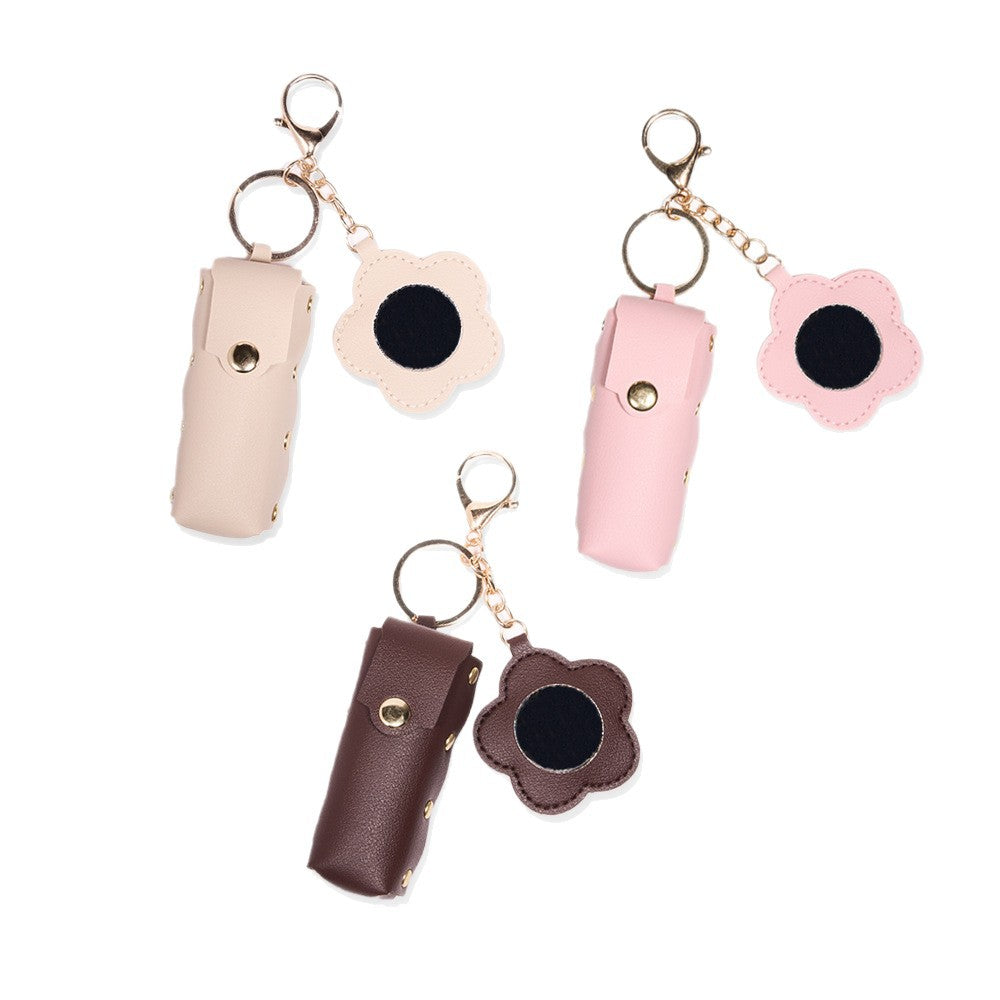 Rivet Flower Cylindrical Lipstick Pouch Keychain Pendant