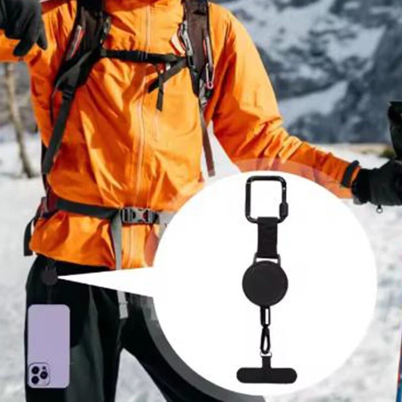 Retractable phone lanyard attached to phone case loop
