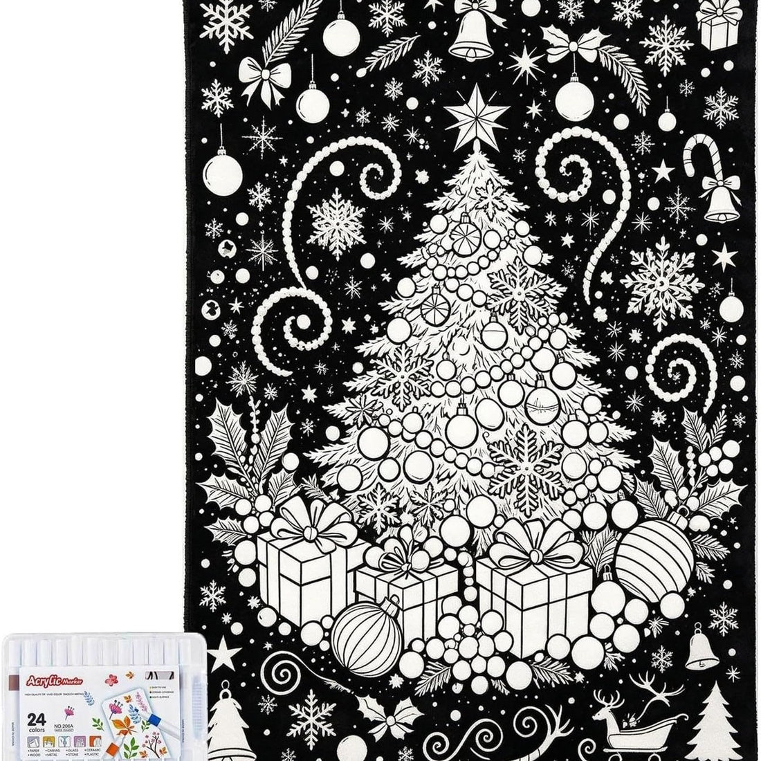 Christmas DIY Coloring Blanket with Markers