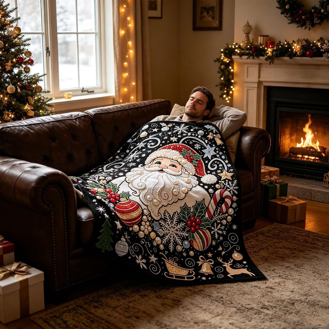 Christmas DIY Coloring Blanket with Markers