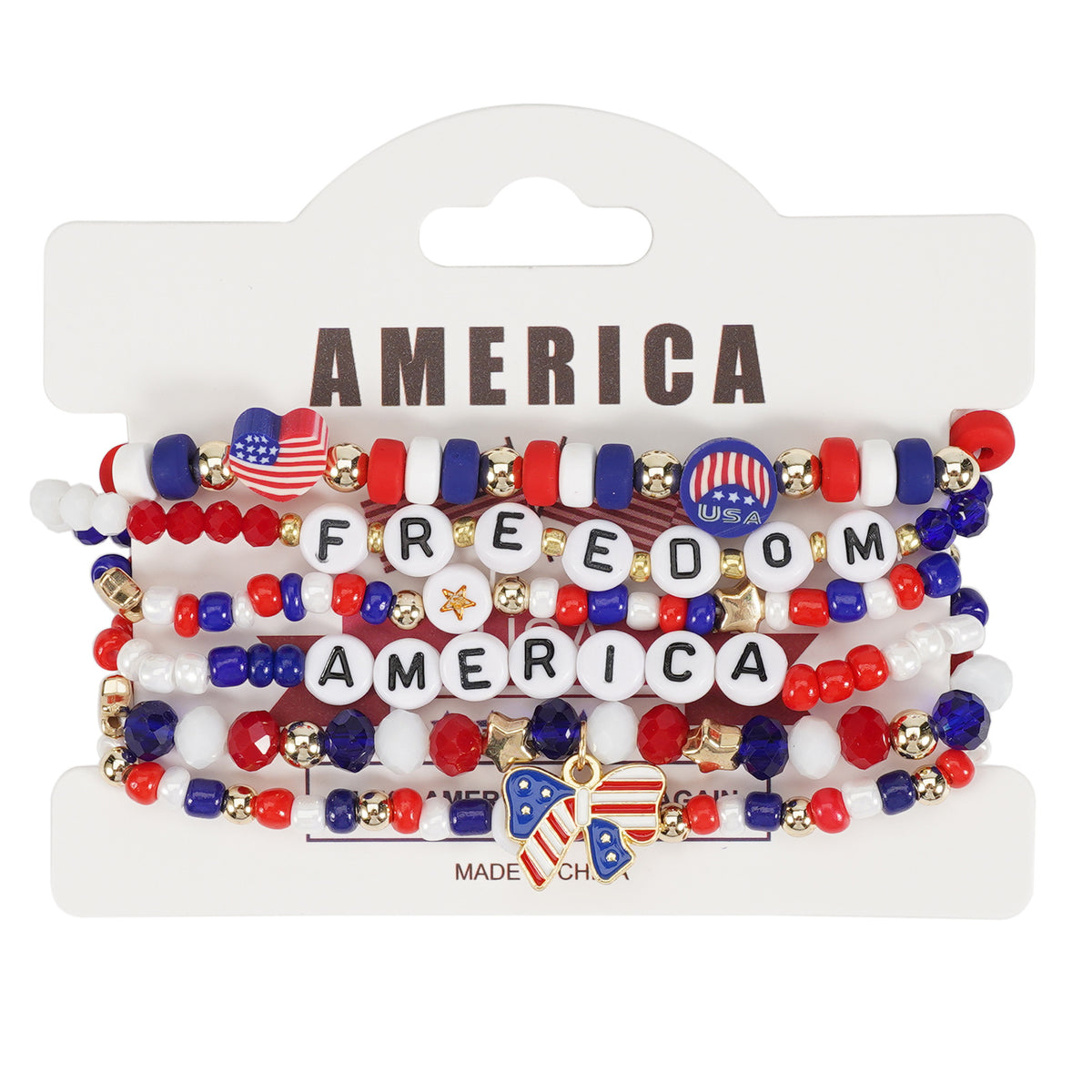 Red White Blue American Flag Bracelet