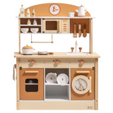 Large wooden play kitchen full front view