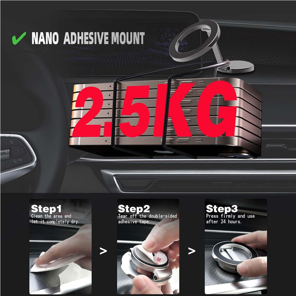 Magnetic car phone mount in landscape orientation