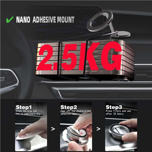 Magnetic car phone mount in landscape orientation
