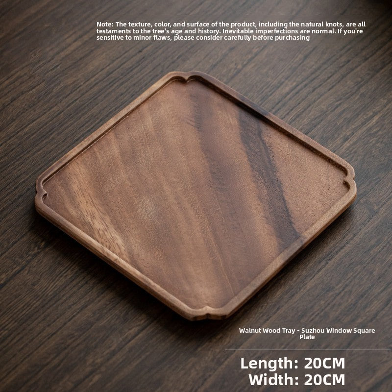 Walnut Wood Tea Tray with Pot Holder