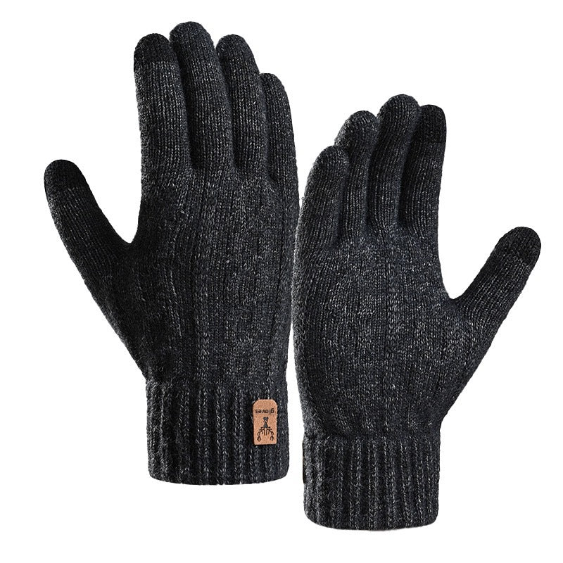 Unisex knitted alpaca wool blend touchscreen gloves with fleece lining, photo 4