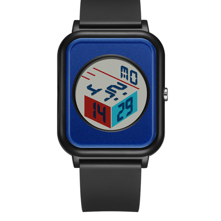 Sanda Minimalist Digital Watch with 3D Cube Dial
