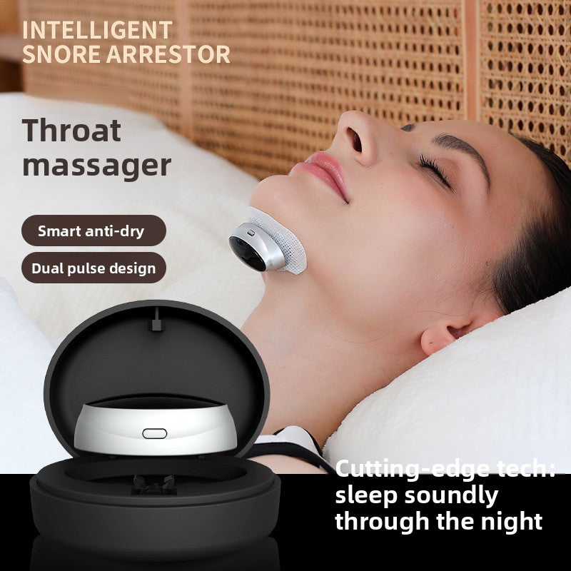 Smart Dual-Pulse Anti-Snoring Device Neck Massager for Sleep Apnea Relief and Airway Clearance