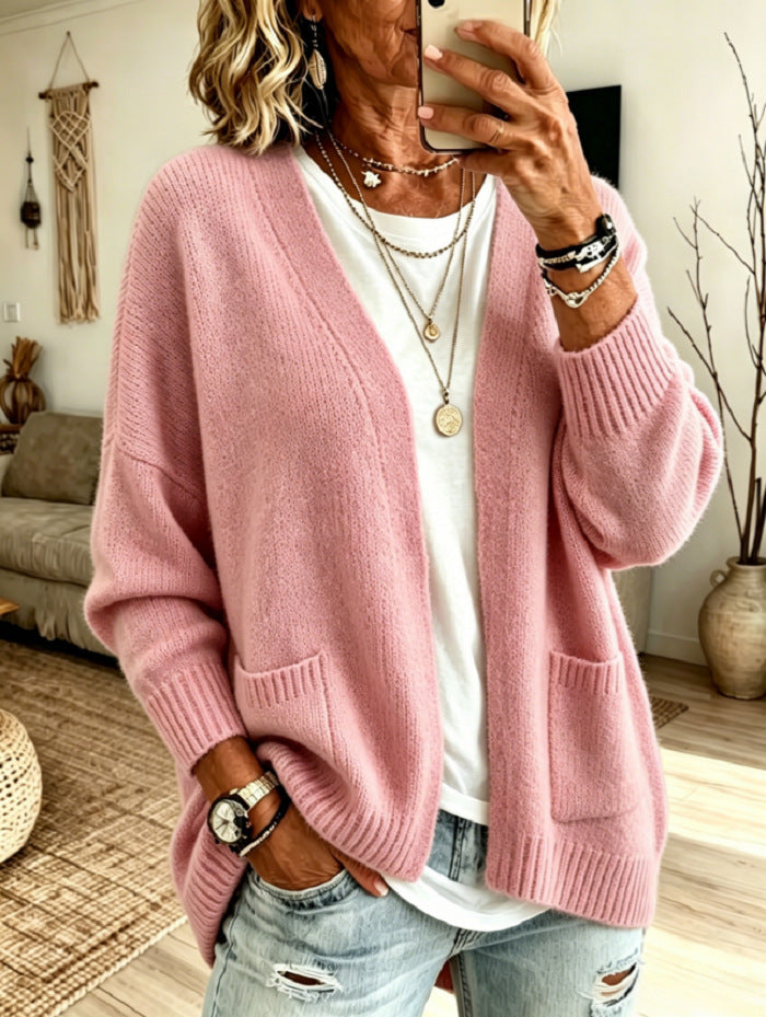 Womens Soft Knit Cardigan Loose Fit Long Sleeve Open Front Sweater Coat Casual Autumn Winter Top