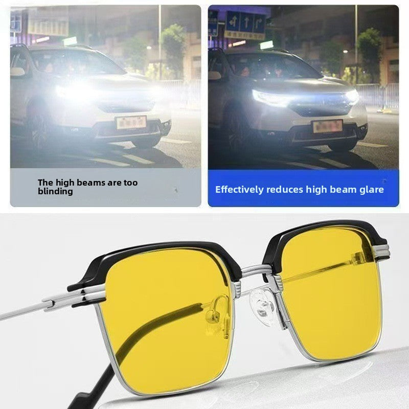 Retro Square Frame Night Vision Driving Glasses