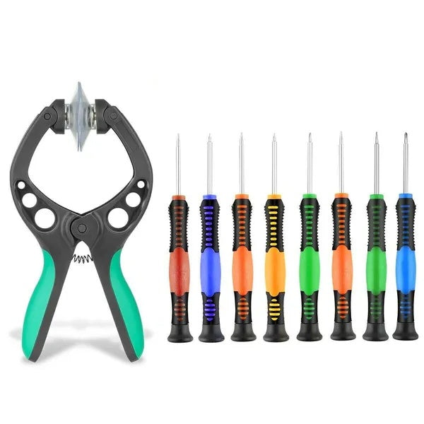 Suction pliers with precision screwdrivers