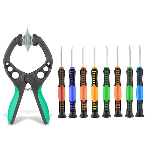 Suction pliers with precision screwdrivers