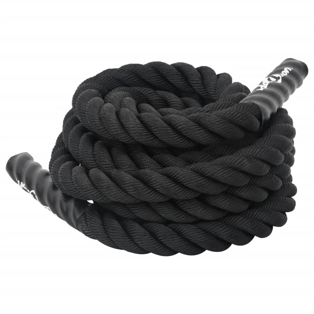 Battle rope anchored to a post