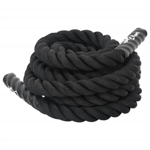 Battle rope anchored to a post