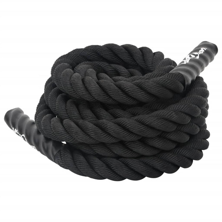 Battle rope anchored to a post