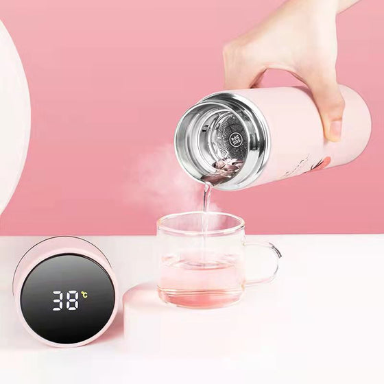 500ml Stainless Steel Vacuum Thermos Cup with Smart Temperature Display and Tea Infuser