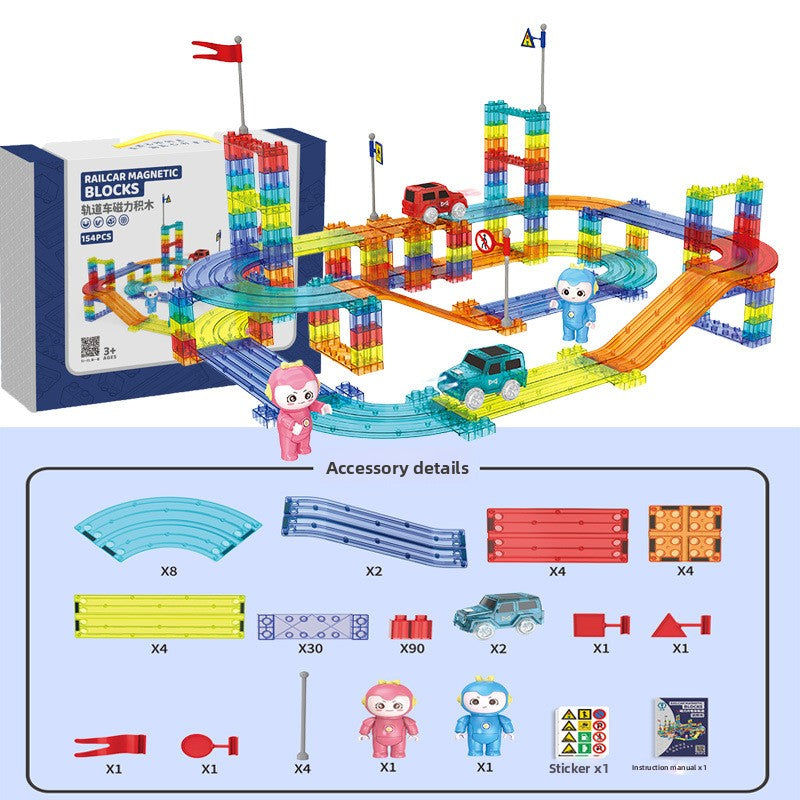 Magnetic Track Building Set with Electric Cars