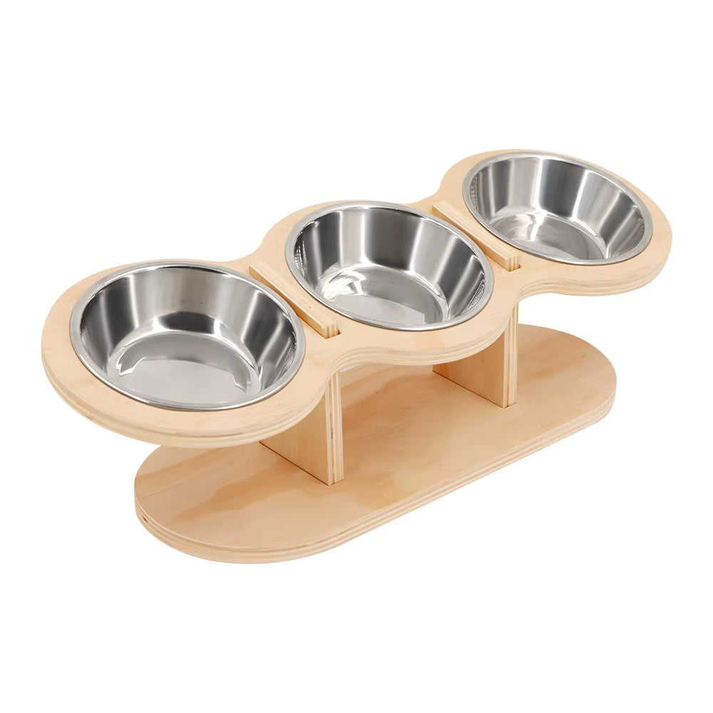 Cat Food Bowls 15° Tilted Pet Bowls for Cats Puppy Small Dogs Raised Adjustable Cat Bowl Feeder with 3 Stainless Steel Bowls