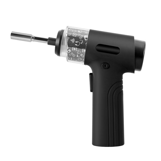 Black cordless electric screwdriver with bit