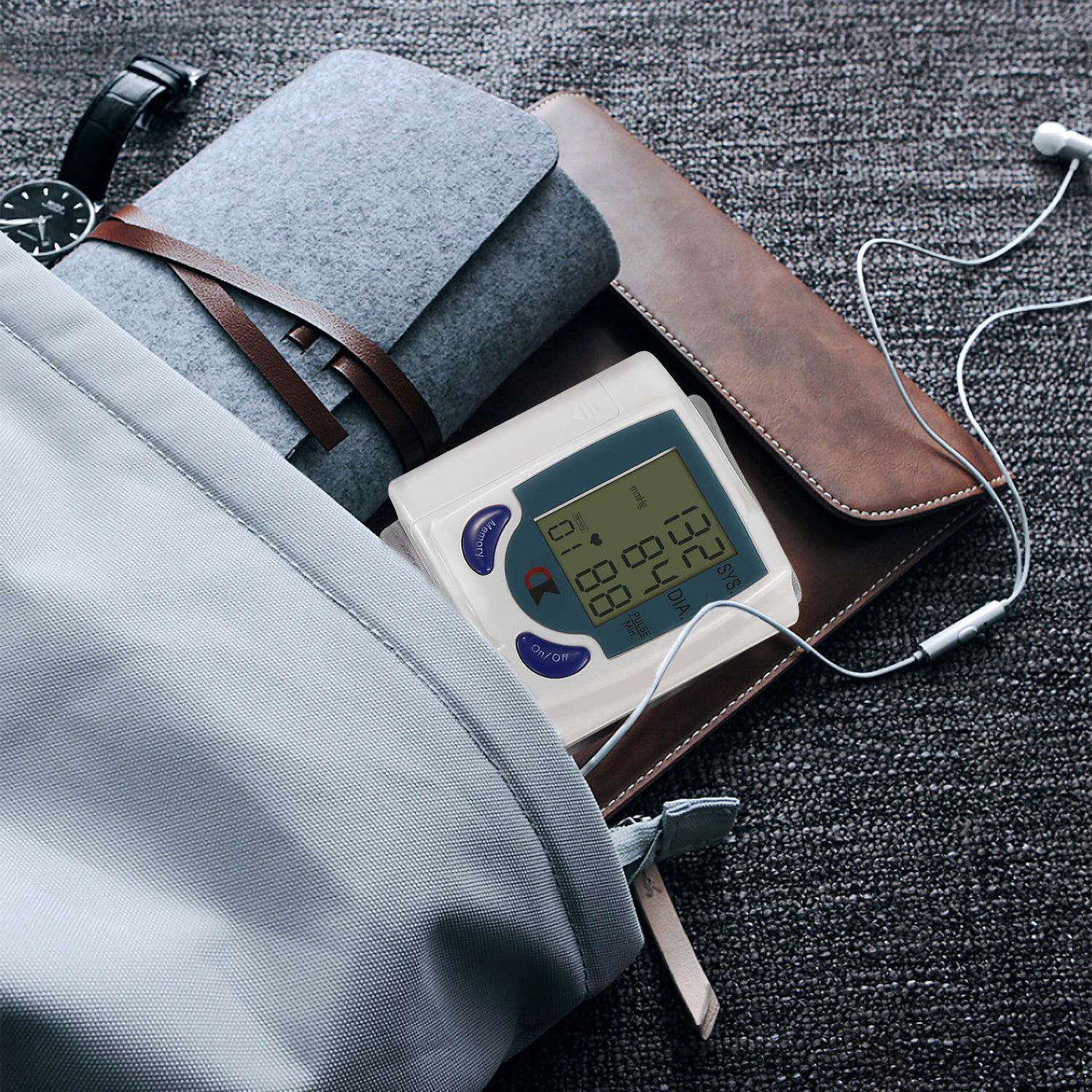 Digital wrist blood pressure monitor side view