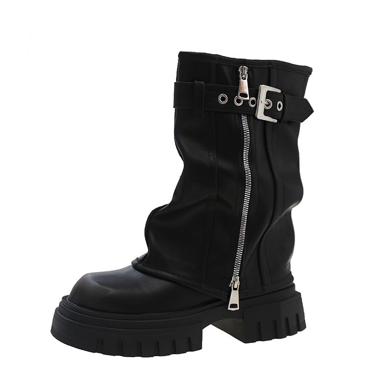 Women Chunky Heel Martin Boots Slimming Ankle Boots