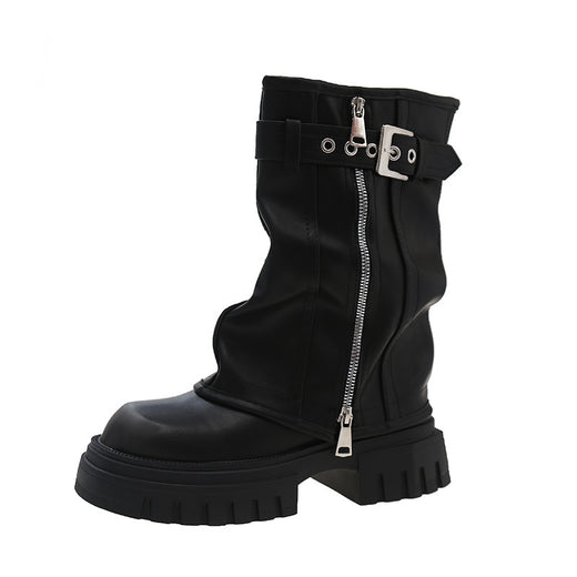 Women Chunky Heel Martin Boots Slimming Ankle Boots