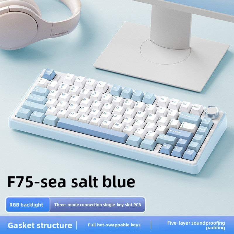 Three-mode mechanical keyboard gasket structure full key hot plug Blue