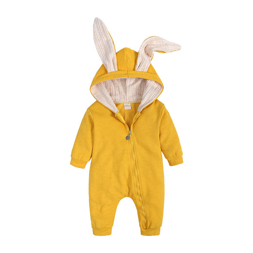 Baby Rabbit Ear Hooded Jumpsuit Cotton Romper
