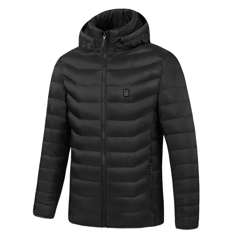 Unisex USB heated hooded padded jacket with zipper, photo 2