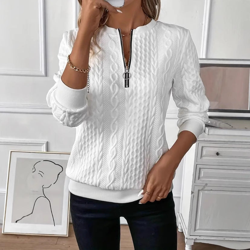 Women's quilted jacquard hooded zip sweatshirt, photo 1