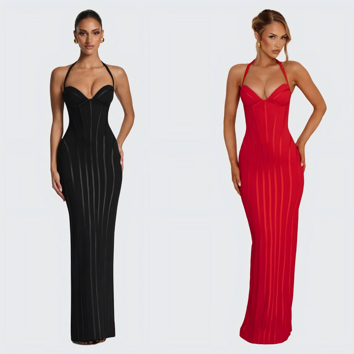 Halter Neck Bodycon Long Evening Dress