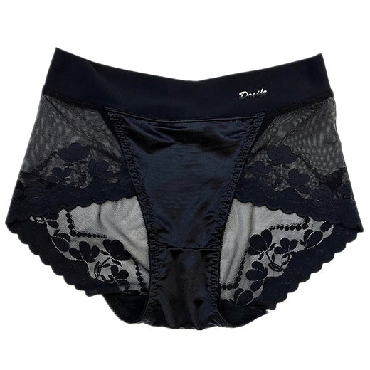 Women High Waist Lace Satin Briefs
